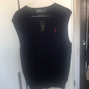 Ralph Lauren Navy Blue Knit Vest with Red Logo